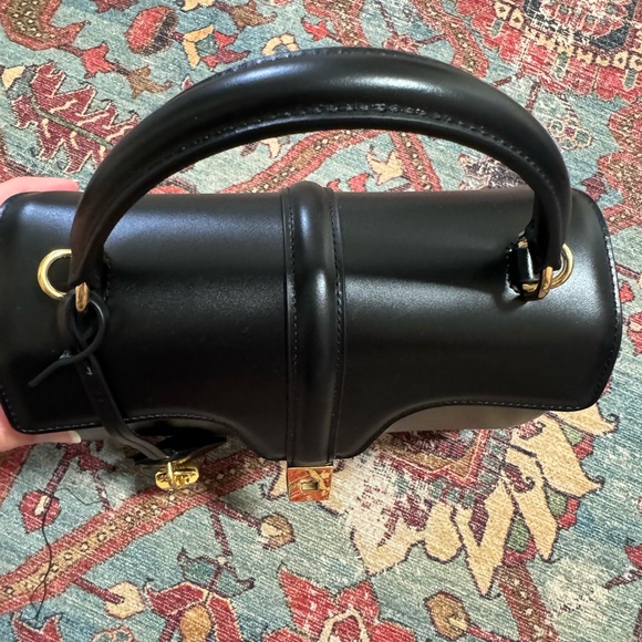 CELINE 16 Small Black Satinated Calfskin Bag FULL SET Top Handle Cross Body - Picture 9 of 15